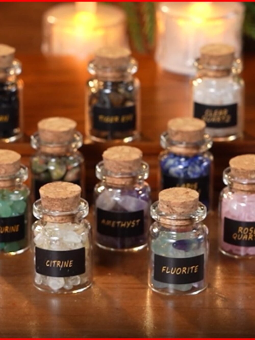 Gemstone Wish Bottles Kit- 14 Chakra Healing Crystals